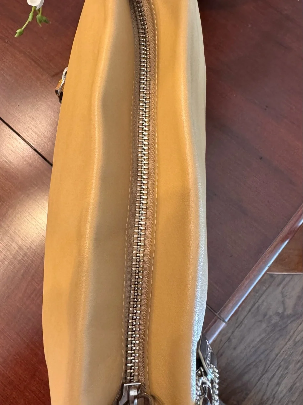Coach Beige Leather Shoulder Bag with Coach Charm - Picture 3 of 10